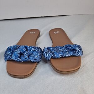 BP. Santos2 Slide Sandals Womens 8.5 Blue Bandana Braided Boho Country Prairie